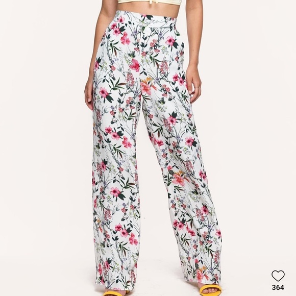 Loavies floral high waist wide leg trousers - Picture 3 of 7
